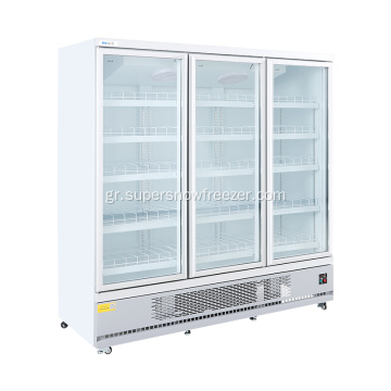 Εμπορικό σούπερ μάρκετ διαφανές ψυγείο 3 γυαλιού